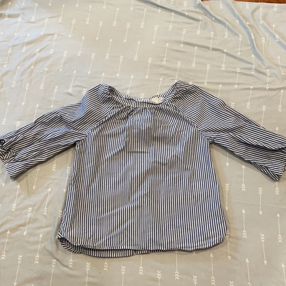 J Crew girls blue striped shirt